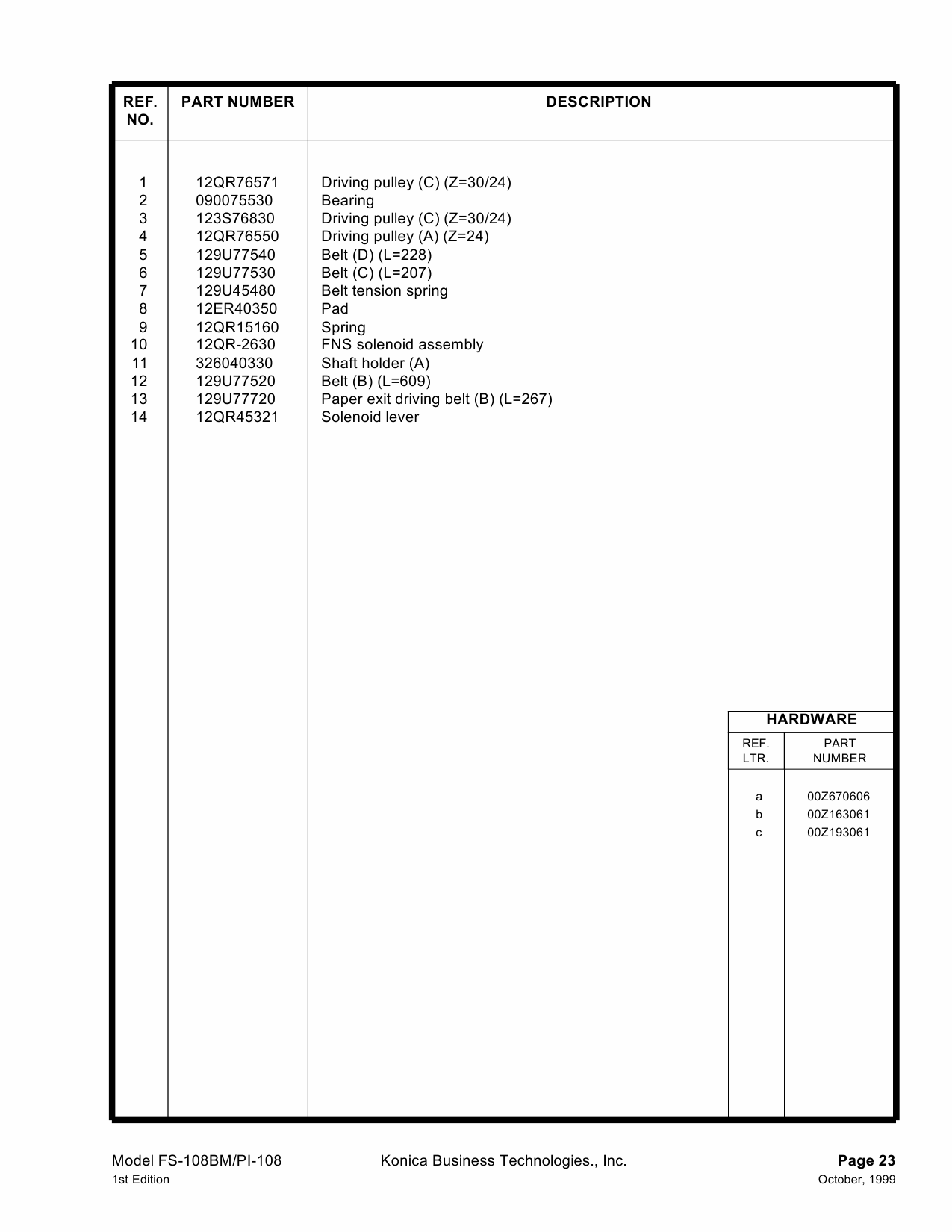 Konica-Minolta Options FS-108 FS 108B Parts Manual-5